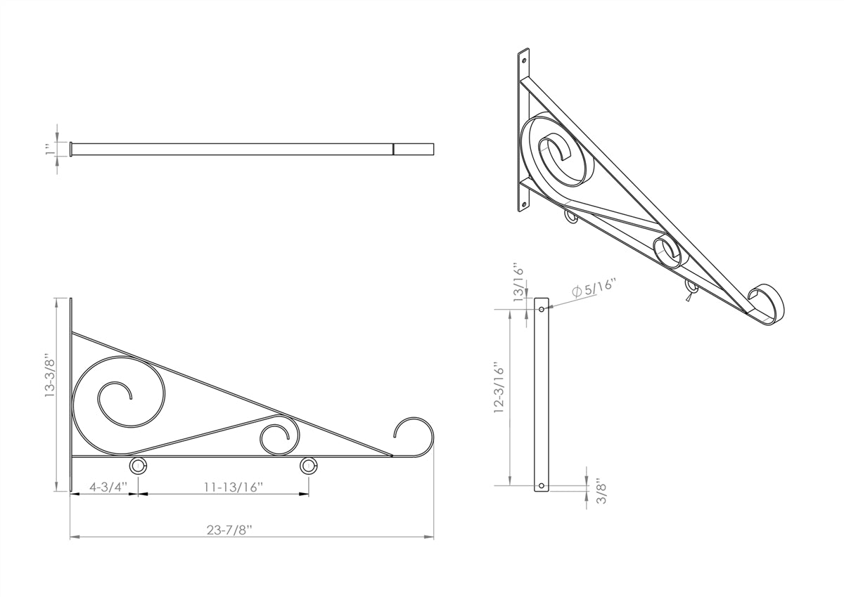 Hanging Sign Scroll Bracket - 24"