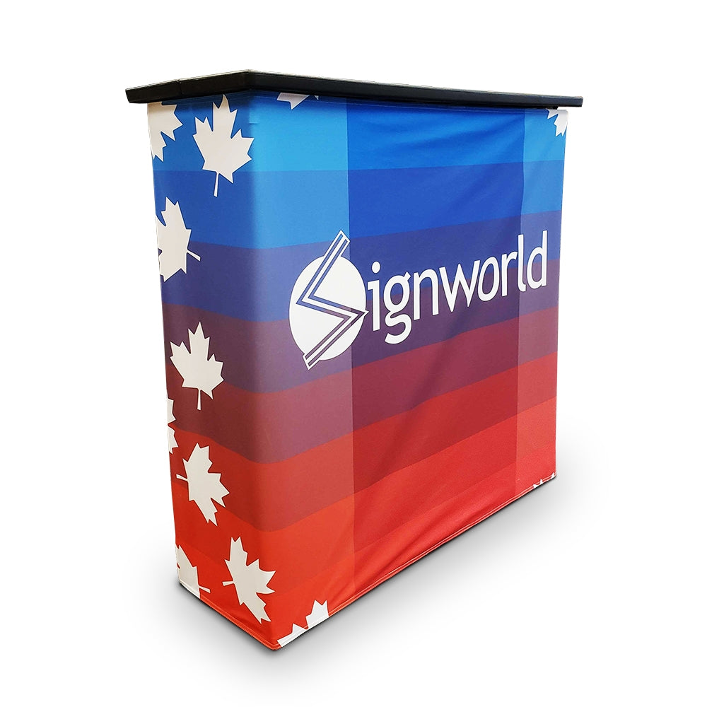Counter display with fabric print