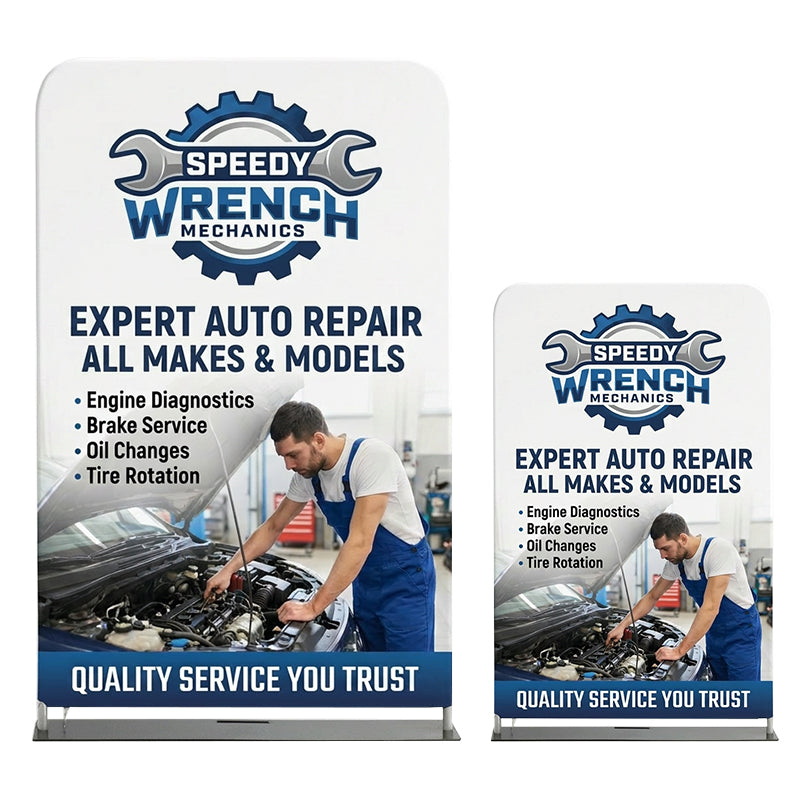4' Straight Tube Banner Display with Double-Sided Fabric Print