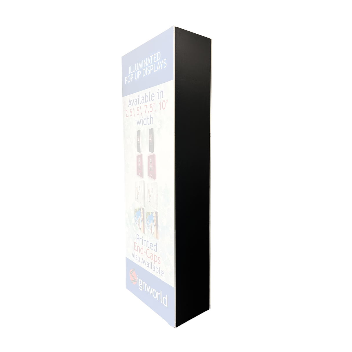 Non-Printed End Cap for Illuminated Pop Up Display