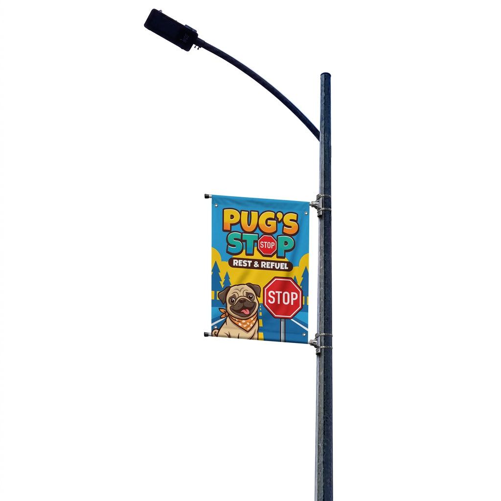 Street Pole Banner Brackets 24" with 24" x 36" Vinyl Banner