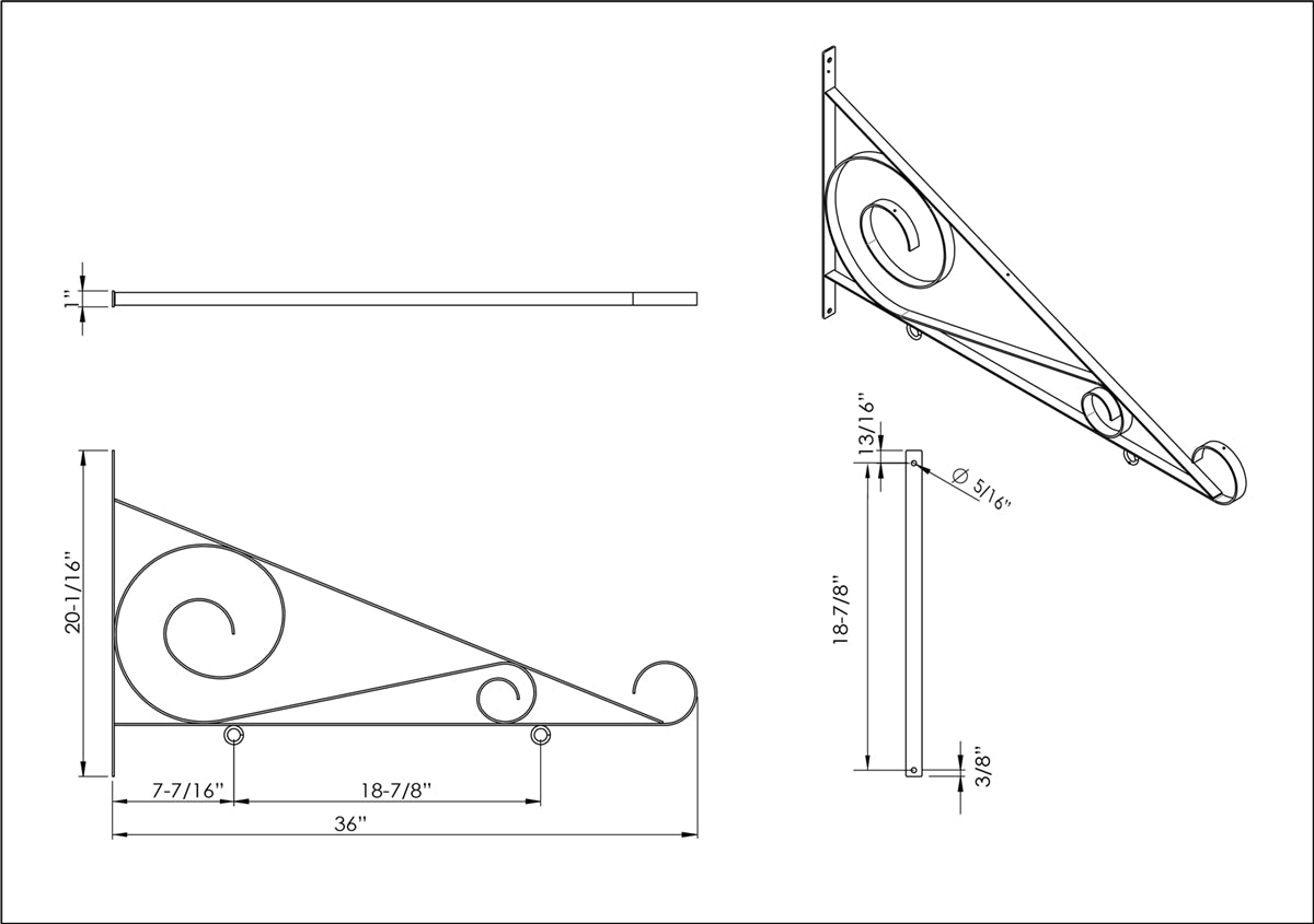 Hanging Sign Scroll Bracket - 36"
