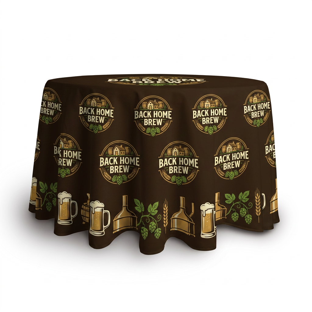 Custom Printed Round Table Cover 31.5" Bar Height