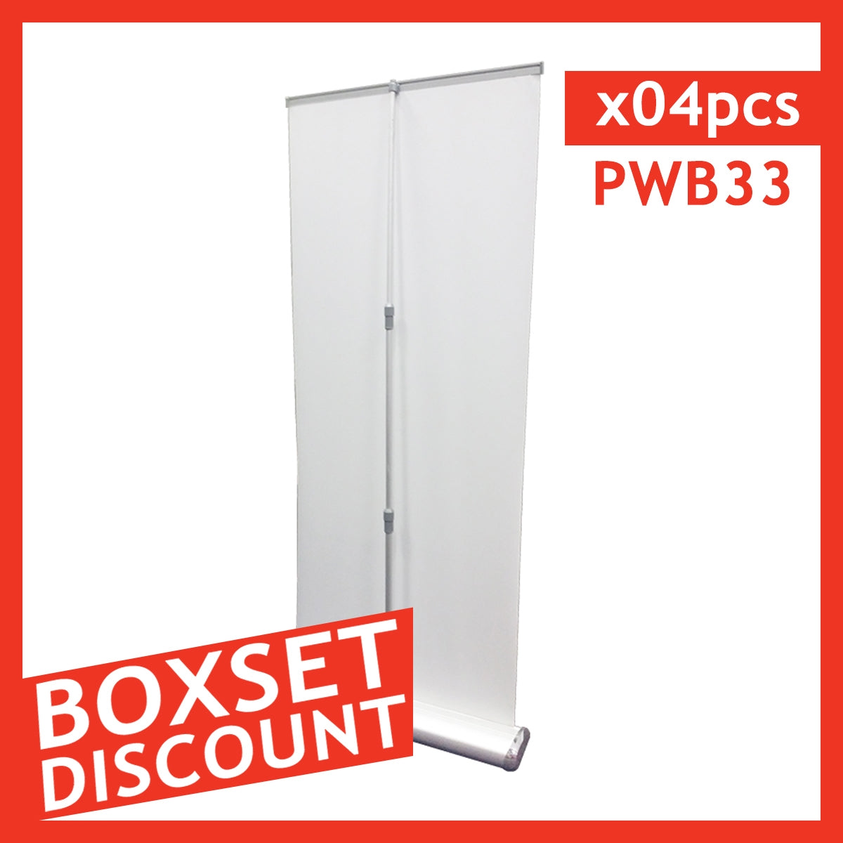 Premium Retractable Roll Up Banner Stand 33" - Box Set [4 units/box]