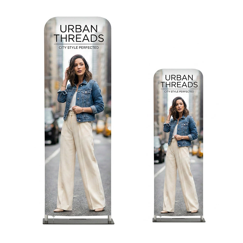 2' Straight Tube Banner Display with Double-Sided Fabric Print
