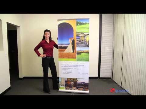 Double Sided 33" Retractable Roll Up Banner Stand with Vinyl Prints