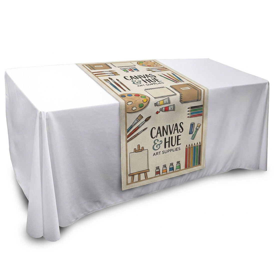 6ft x 3ft Polyester Fabric Table Runner with Full Colour Graphic